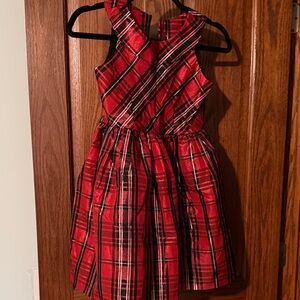 Bonnie Jean Red Plaid Metallic Accent Holiday Dress